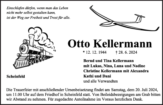 Traueranzeige von Otto Kellermann von Neustadt/ Scheinfeld/ Uffenheim