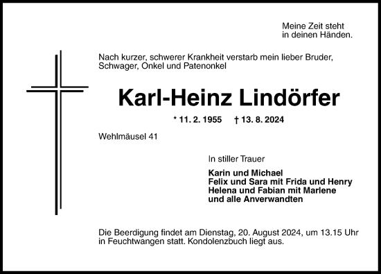 Traueranzeige von Karl-Heinz Lindörfer von Dinkelsbühl/ Feuchtwangen