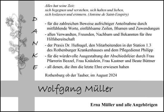 Traueranzeige von Wolfgang Müller von Rothenburg