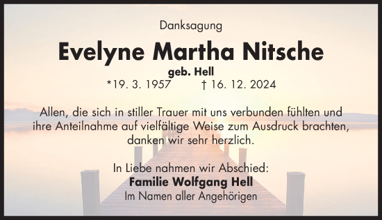Traueranzeige von Evelyne Martha Nitsche von Neustadt/ Scheinfeld/ Uffenheim