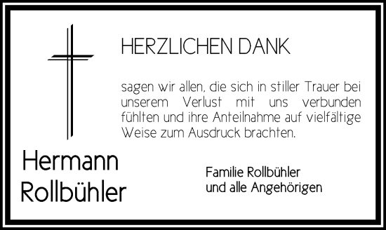 Traueranzeige von Hermann Rollbühler von Dinkelsbühl/ Feuchtwangen