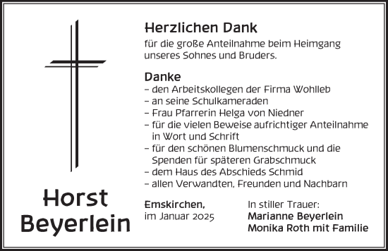 Traueranzeige von Horst Beyerlein von Neustadt/ Scheinfeld/ Uffenheim