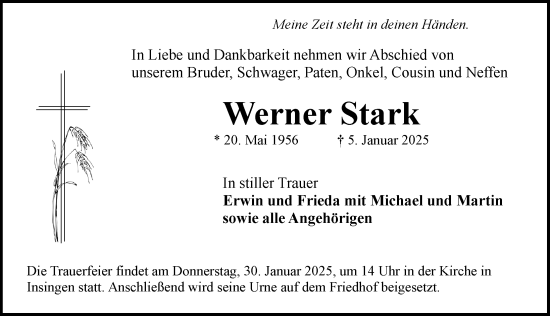 Traueranzeige von Werner Stark von Rothenburg
