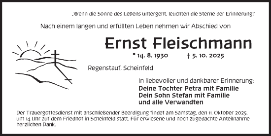 Traueranzeige von Ernst Fleischmann von Neustadt/ Scheinfeld/ Uffenheim