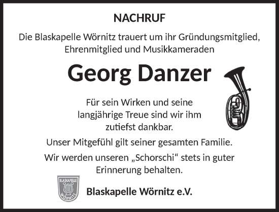 Traueranzeige von Georg Danzer von Rothenburg