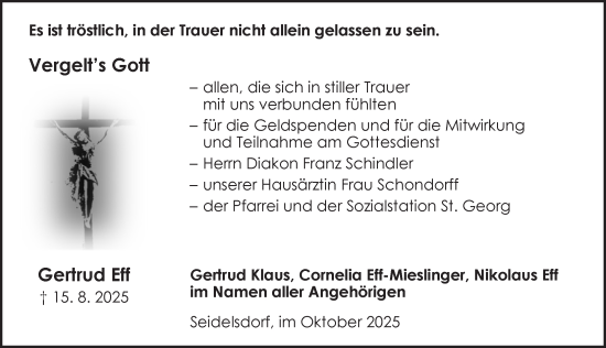 Traueranzeige von Gertrud Eff von Dinkelsbühl/ Feuchtwangen