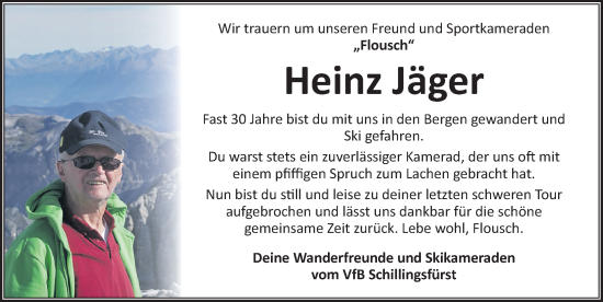 Traueranzeige von Heinz Jäger von Rothenburg