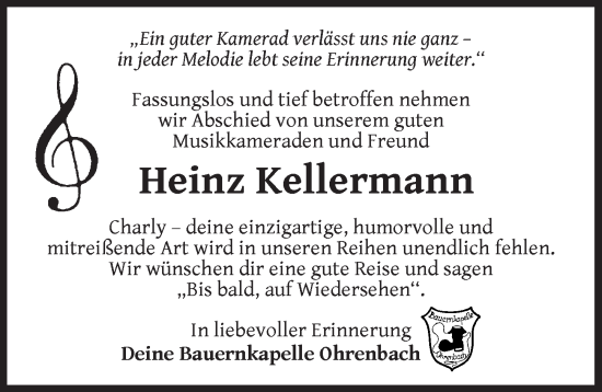 Traueranzeige von Heinz Kellermann von Rothenburg