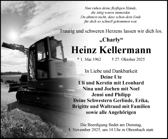Traueranzeige von Heinz Kellermann von Rothenburg