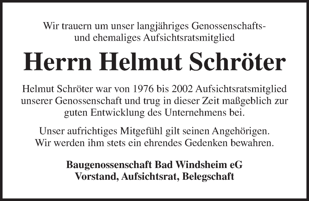  Traueranzeige für Helmut Schröter vom 29.10.2025 aus Neustadt/ Scheinfeld/ Uffenheim