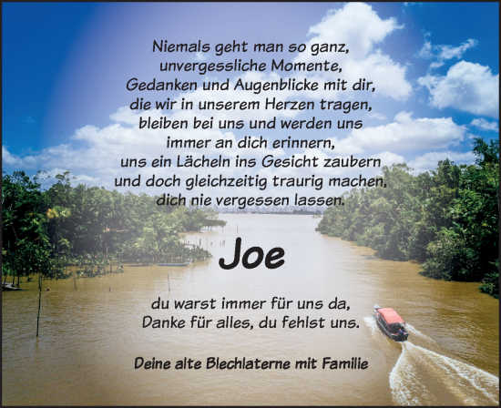 Traueranzeige von Joe  von Dinkelsbühl/ Feuchtwangen
