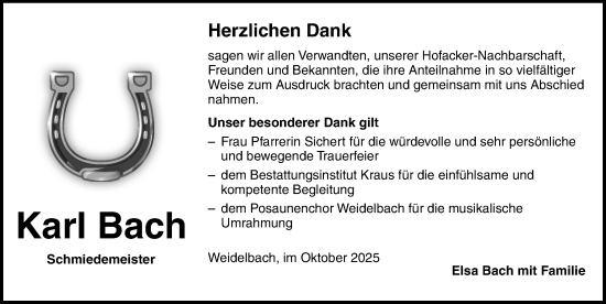 Traueranzeige von Karl Bach von Dinkelsbühl/ Feuchtwangen