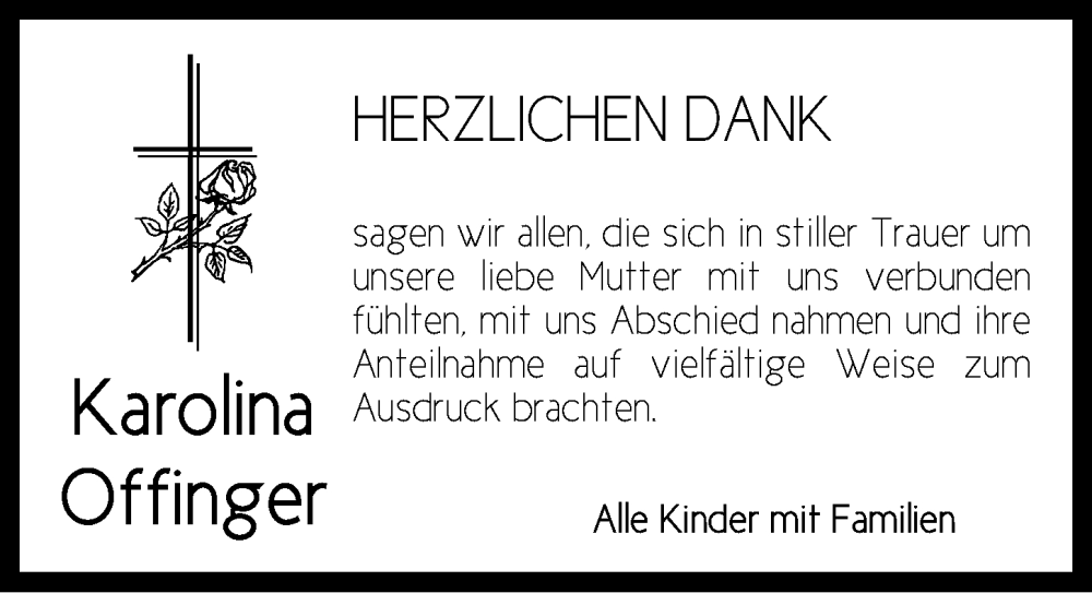  Traueranzeige für Karolina Offinger vom 17.10.2025 aus Dinkelsbühl/ Feuchtwangen