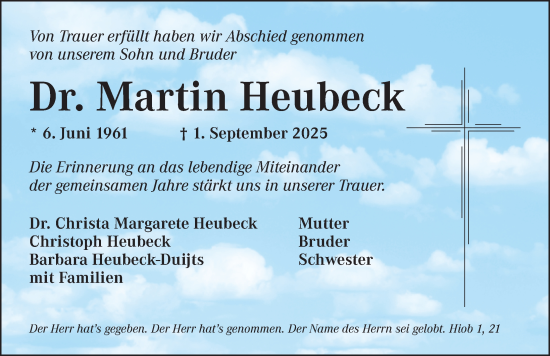Traueranzeige von Martin Heubeck von Ansbach
