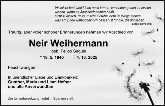 Traueranzeige von Neir Weihermann von Dinkelsbühl/ Feuchtwangen