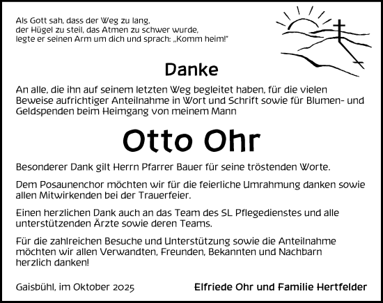 Traueranzeige von Otto Ohr von Dinkelsbühl/ Feuchtwangen