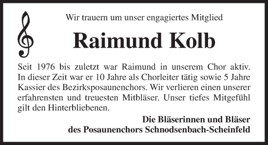 Traueranzeige von Raimund Kolb von Neustadt/ Scheinfeld/ Uffenheim