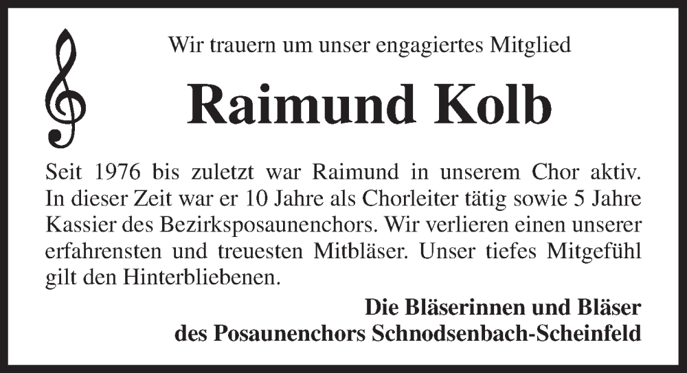  Traueranzeige für Raimund Kolb vom 25.10.2025 aus Neustadt/ Scheinfeld/ Uffenheim