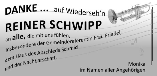 Traueranzeige von Reiner Schwipp von Neustadt/ Scheinfeld/ Uffenheim