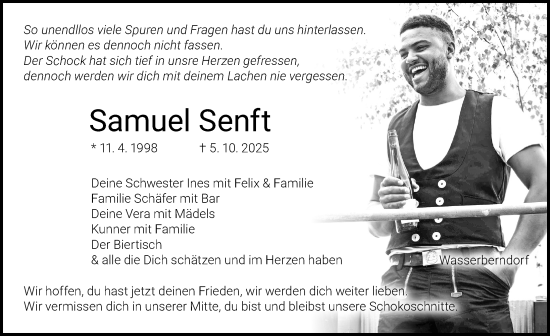 Traueranzeige von Samuel Senft von Neustadt/ Scheinfeld/ Uffenheim
