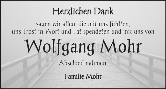 Traueranzeige von Wolfgang Mohr von Dinkelsbühl/ Feuchtwangen