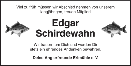Traueranzeige von Edgar Schirdewahn von Dinkelsbühl/ Feuchtwangen