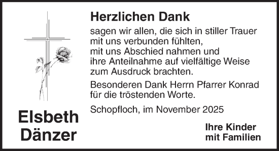 Traueranzeige von Elsbeth Dänzer von Dinkelsbühl/ Feuchtwangen