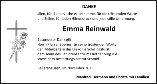 Traueranzeige von Emma Reinwald von Rothenburg