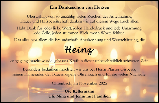 Traueranzeige von Heinz Kellermann von Rothenburg