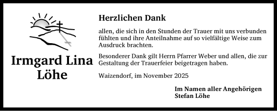 Traueranzeige von Irmgard Lina Löhe von Dinkelsbühl/ Feuchtwangen