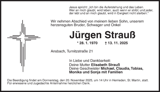 Traueranzeige von Jürgen Strauß von GE