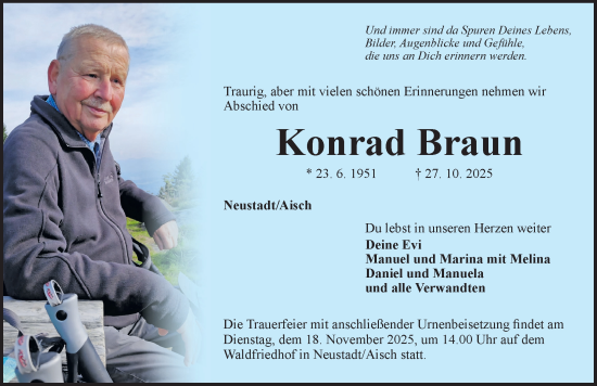 Traueranzeige von Konrad Braun von Neustadt/ Scheinfeld/ Uffenheim
