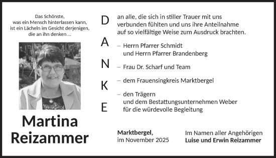 Traueranzeige von Martina Reizammer von Neustadt/ Scheinfeld/ Uffenheim