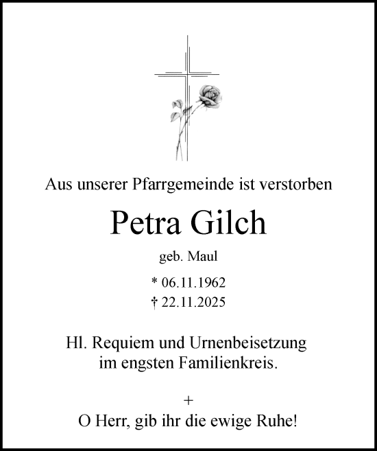 Traueranzeige von Petra Gilch von Ansbach