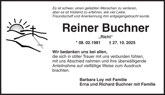 Traueranzeige von Reiner Buchner von Dinkelsbühl/ Feuchtwangen