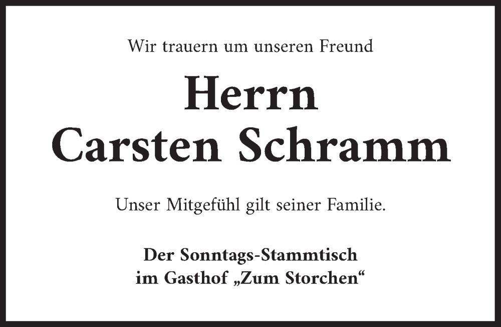  Traueranzeige für Carsten Schramm vom 04.12.2025 aus Neustadt/ Scheinfeld/ Uffenheim