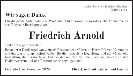Traueranzeige von Friedrich Arnold von Ansbach