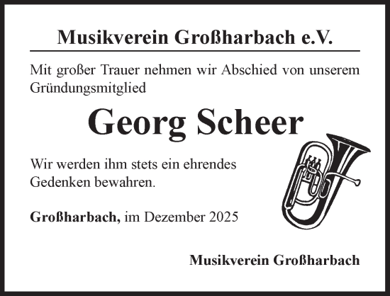 Traueranzeige von Georg Scheer von Rothenburg