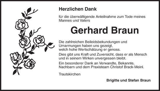 Traueranzeige von Gerhard Braun von Neustadt/ Scheinfeld/ Uffenheim
