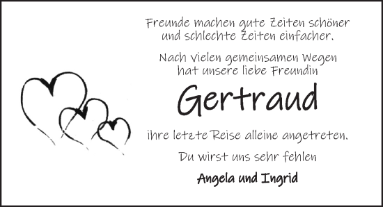 Traueranzeige von Gertraud  von Neustadt/ Scheinfeld/ Uffenheim