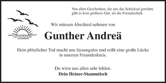 Traueranzeige von Gunther Andreä von Dinkelsbühl/ Feuchtwangen