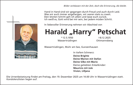 Traueranzeige von Harald Petschat von Dinkelsbühl/ Feuchtwangen