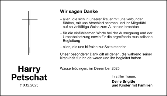 Traueranzeige von Harry Petschat von Dinkelsbühl/ Feuchtwangen