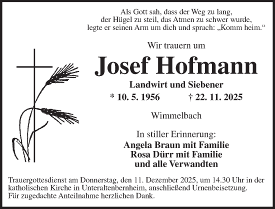 Traueranzeige von Josef Hofmann von GE