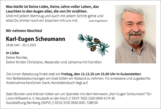 Traueranzeige von Karl-Eugen Scheumann von Neustadt/ Scheinfeld/ Uffenheim