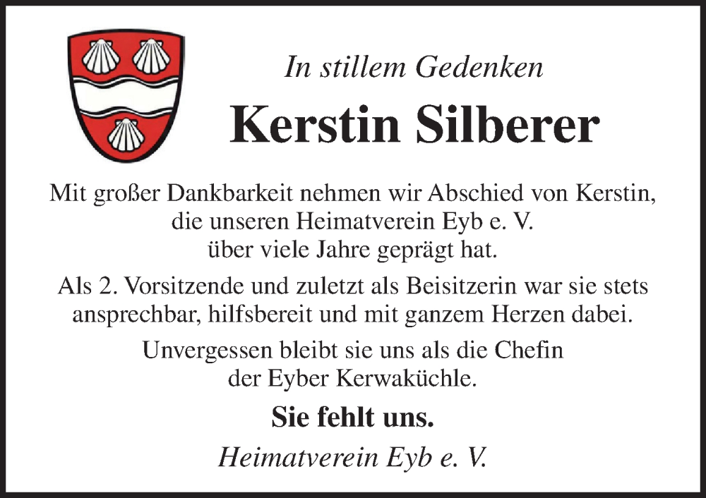  Traueranzeige für Kerstin Silberer vom 24.12.2025 aus Ansbach