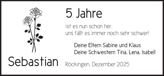 Traueranzeige von Sebastian  von Dinkelsbühl/ Feuchtwangen