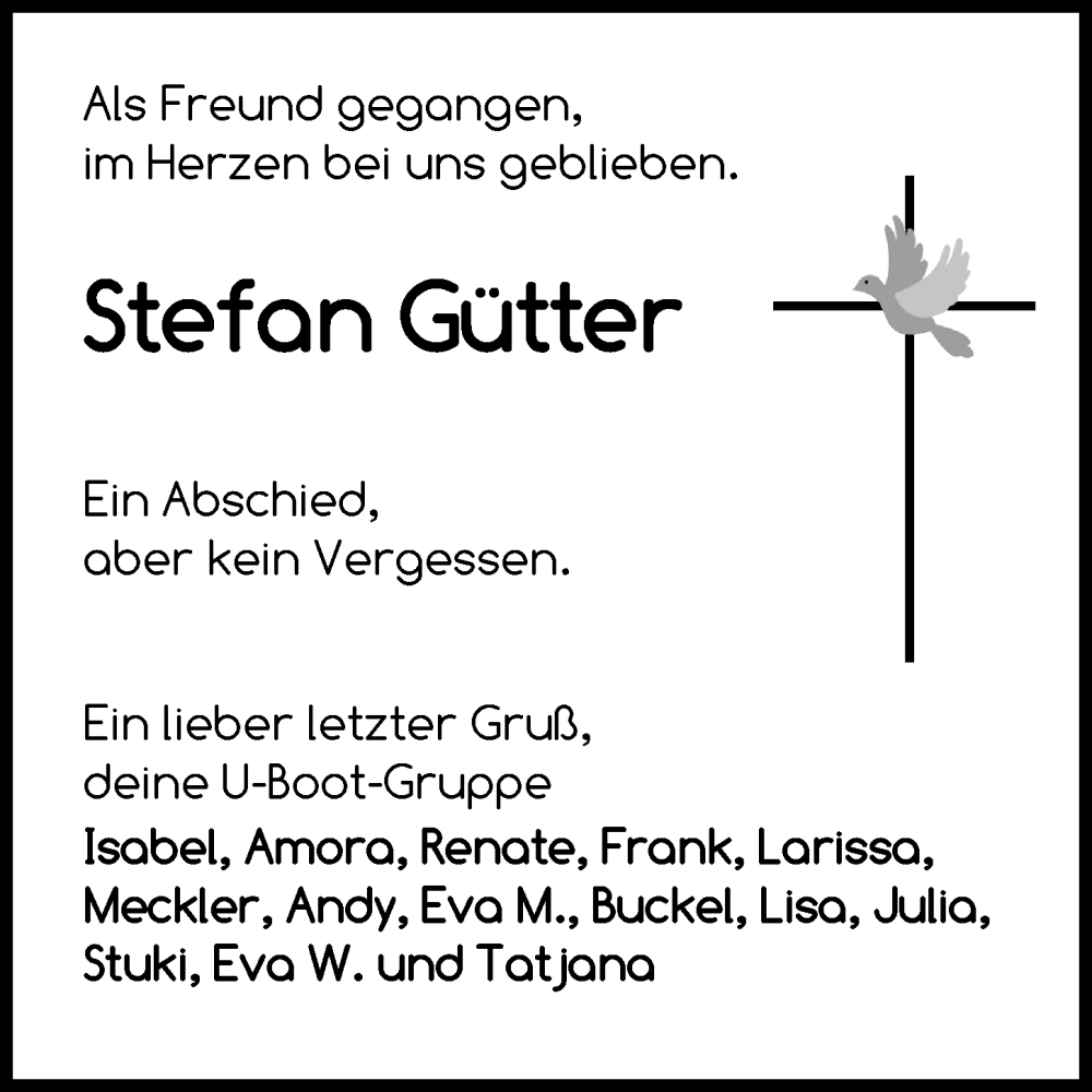  Traueranzeige für Stefan Gütter vom 20.12.2025 aus Dinkelsbühl/ Feuchtwangen