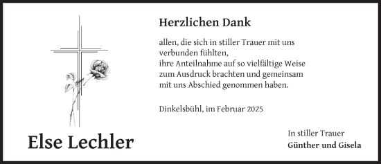 Traueranzeige von Else Lechler von Dinkelsbühl/ Feuchtwangen