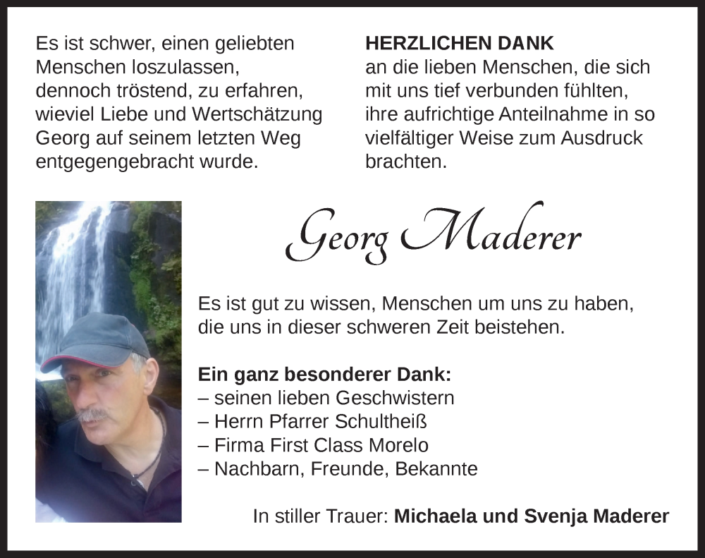  Traueranzeige für Georg Maderer vom 15.02.2025 aus Neustadt/ Scheinfeld/ Uffenheim